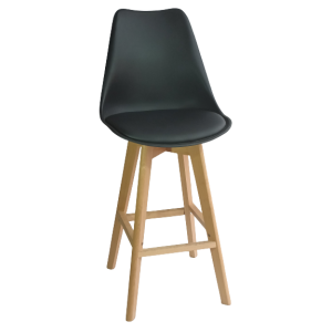 BERG-STOOL σκαμπό ψηλό ξύλο pp ΜΑΥΡΗ, 49x54xH106/76