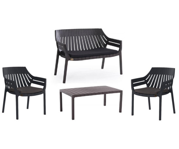 HILTON-SET κήπου σετ polypropylene ΑΝΘΡΑΚΙ, κ119x67xH82 / π70x66xH82 / τ97x60xH40