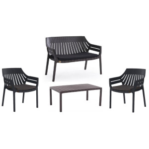 HILTON-SET κήπου σετ polypropylene ΑΝΘΡΑΚΙ, κ119x67xH82 / π70x66xH82 / τ97x60xH40